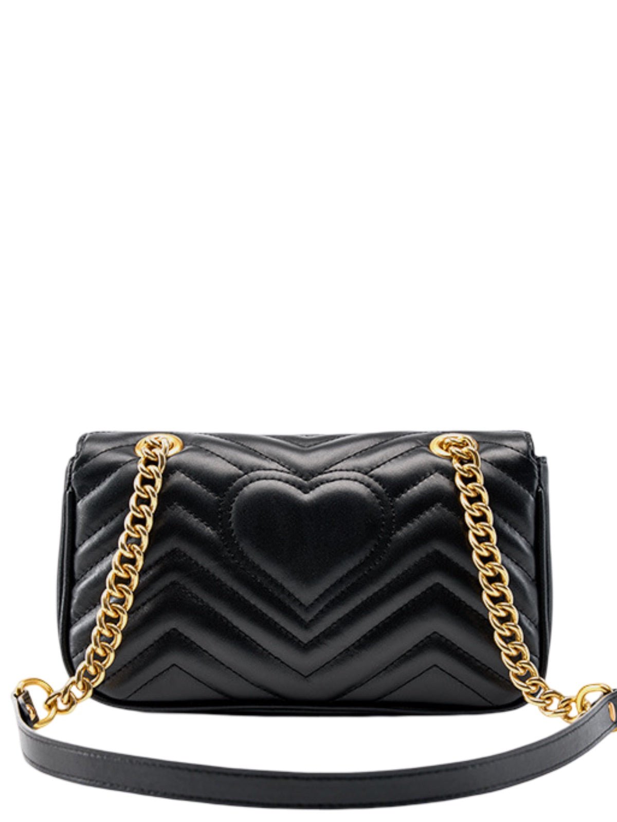Sac à main noir matelassé, chaîne dorée, cuir lisse, rabat structuré forme rectangulaire, aspect luxe, chic, modèle Hemmy - Sac à main - Noir