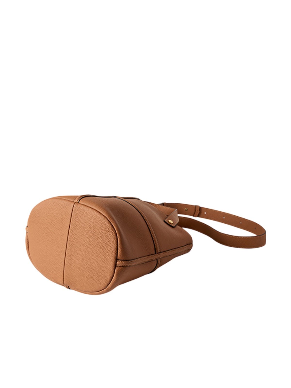 Sac à main souple en cuir femme, sac seau moyen format, sac bandoulière amovible, sac chic et tendance, modèle Aroune - Sac à main - Marron
