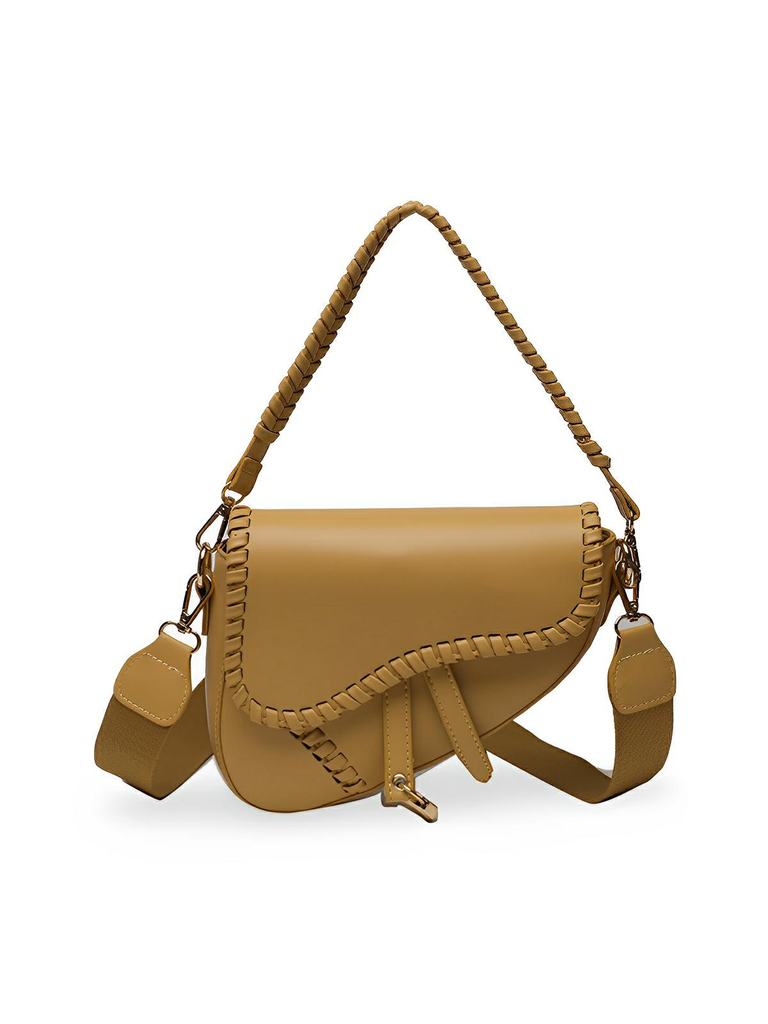 Sac à main tendance, design minimaliste, simili vegan synthétique, format compact, fermeture magnétique, modèle Fabienne - Sac à main - Jaune