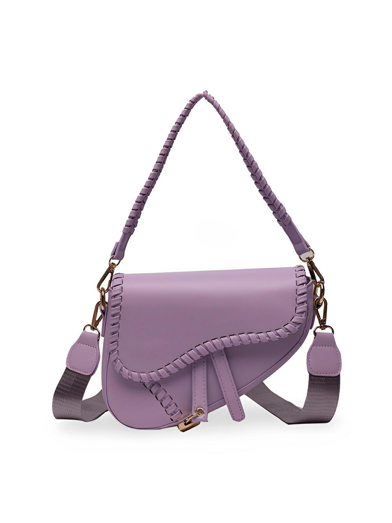Sac à main tendance, design minimaliste, simili vegan synthétique, format compact, fermeture magnétique, modèle Fabienne - Sac à main - Violet