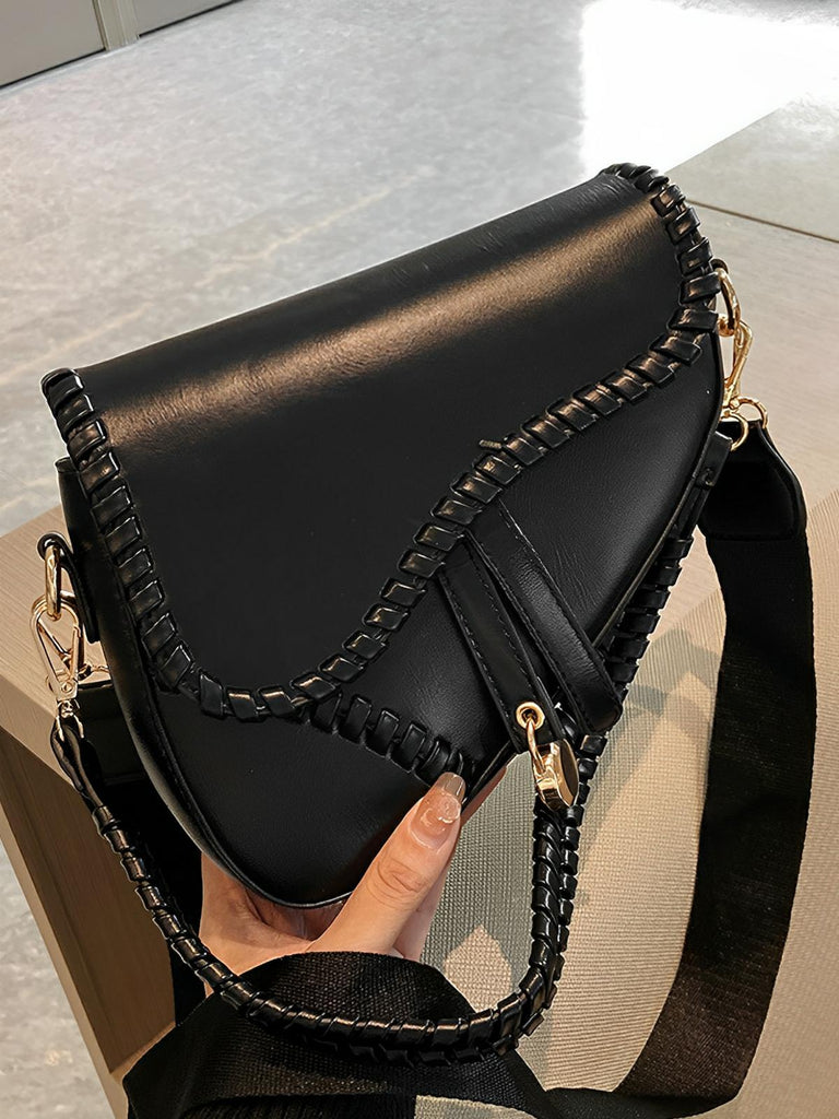 Sac à main tendance, design minimaliste, simili vegan synthétique, format compact, fermeture magnétique, modèle Fabienne - Sac à main - Noir