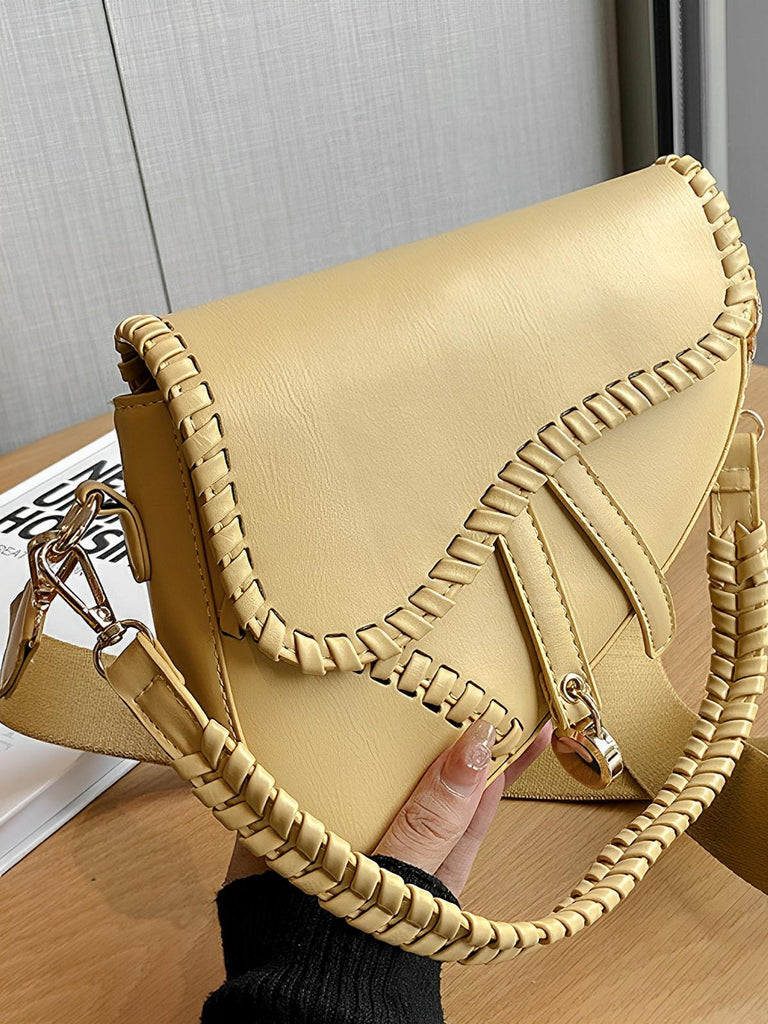 Sac à main tendance, design minimaliste, simili vegan synthétique, format compact, fermeture magnétique, modèle Fabienne - Sac à main - Jaune