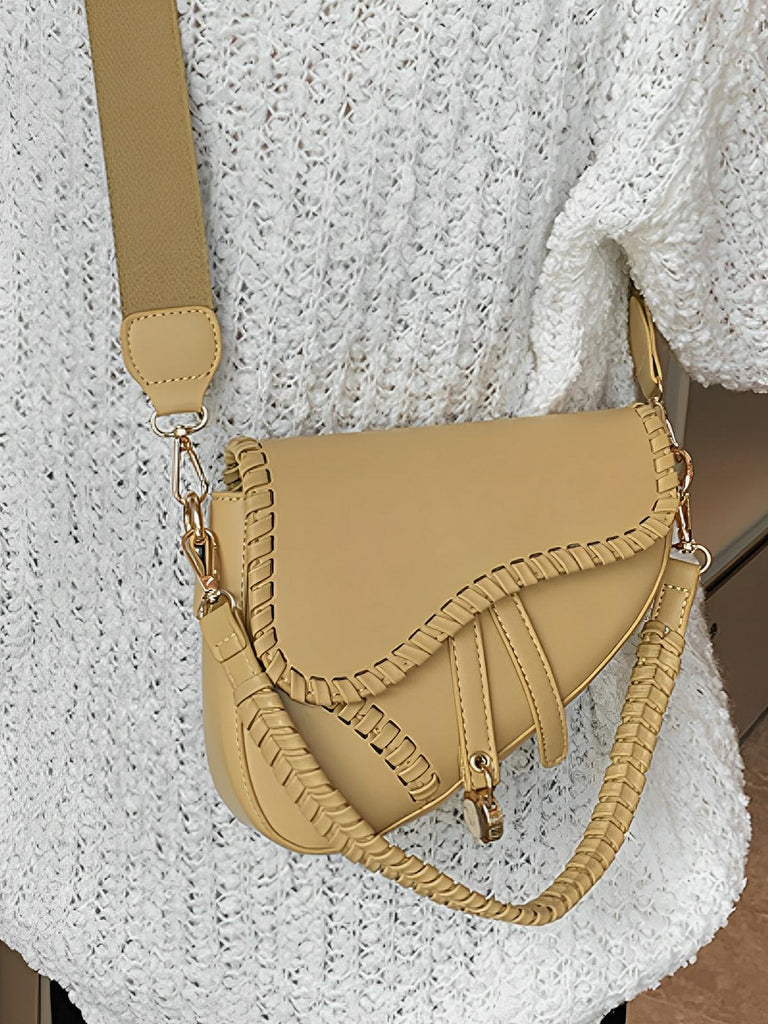 Sac à main tendance, design minimaliste, simili vegan synthétique, format compact, fermeture magnétique, modèle Fabienne - Sac à main - Jaune