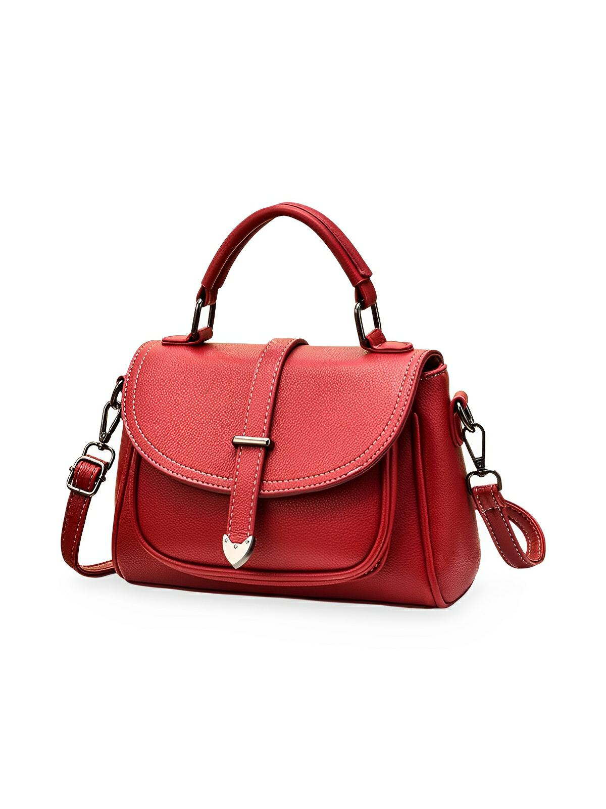 Sac à main tendance femme, porté épaule ou main, simili vegan, format compact, modèle Cassandra - Sac à main - Rouge