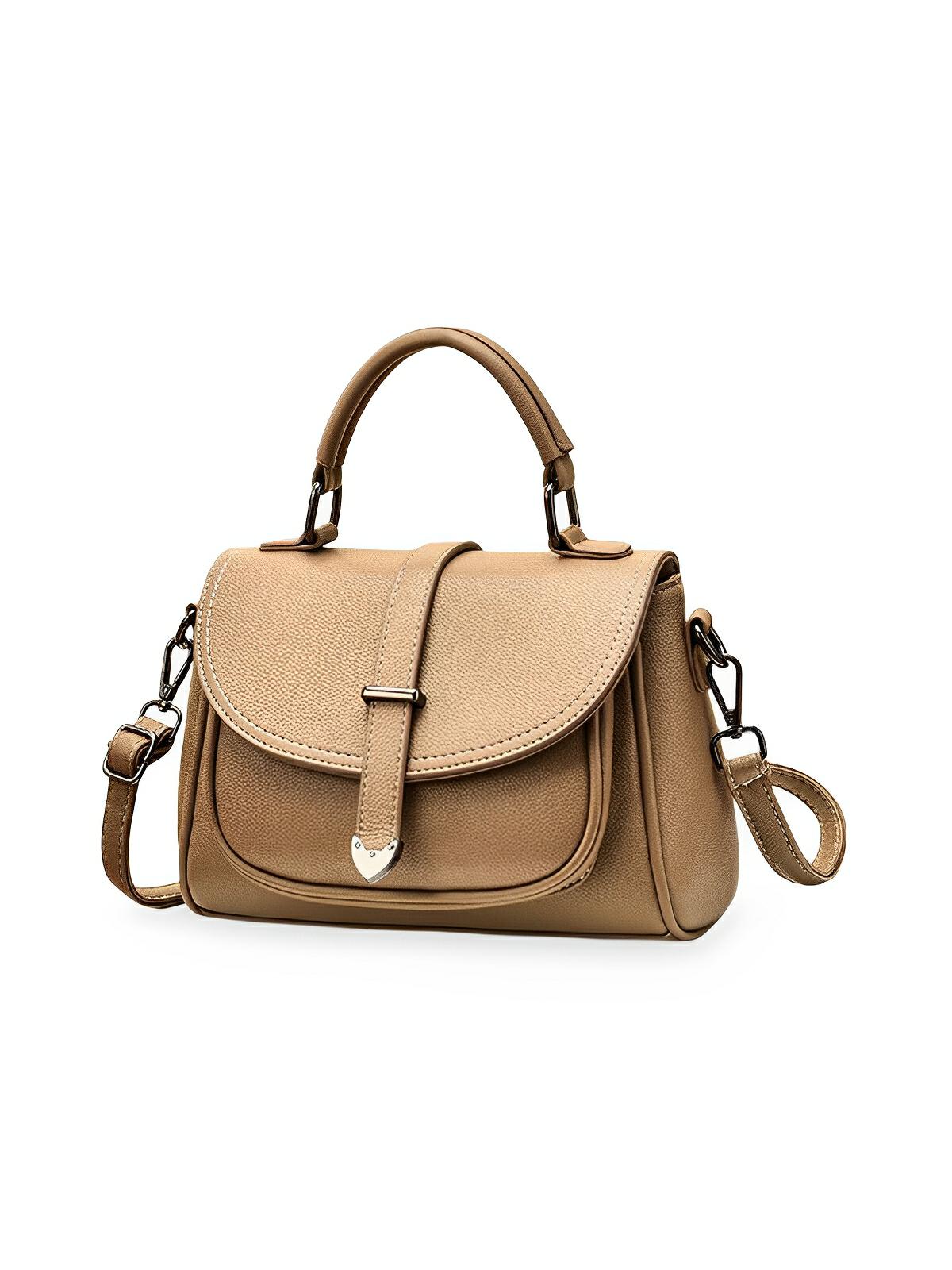 Sac à main tendance femme, porté épaule ou main, simili vegan, format compact, modèle Cassandra - Sac à main - Taupe