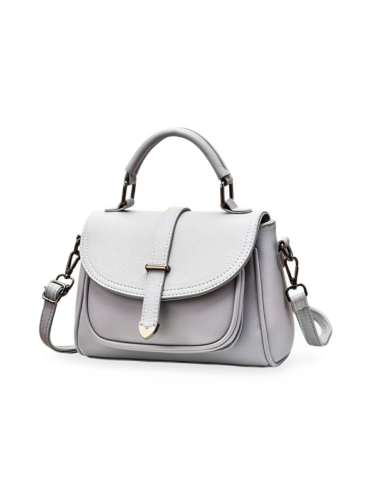 Sac à main tendance femme, porté épaule ou main, simili vegan, format compact, modèle Cassandra - Sac à main - Gris