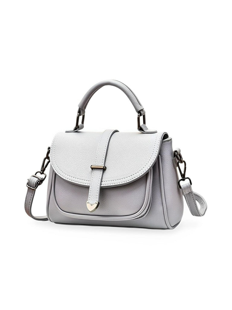 Sac à main tendance femme, porté épaule ou main, simili vegan, format compact, modèle Cassandra - Sac à main - Gris