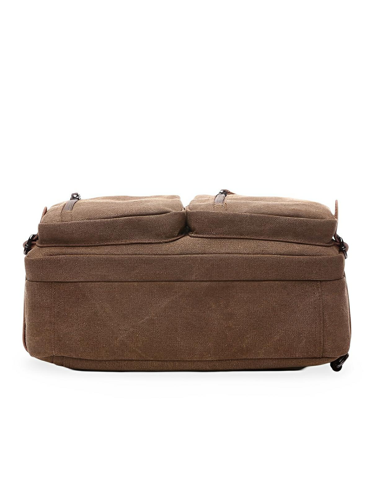 Sac bandoulière convertible en sac à dos, style business en toile canvas, multi - poches, modèle Nolan - Sac Bandoulière - Marron