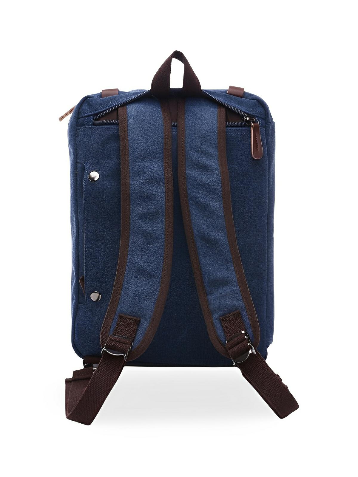 Sac bandoulière convertible en sac à dos, style business en toile canvas, multi - poches, modèle Nolan - Sac Bandoulière - Bleu