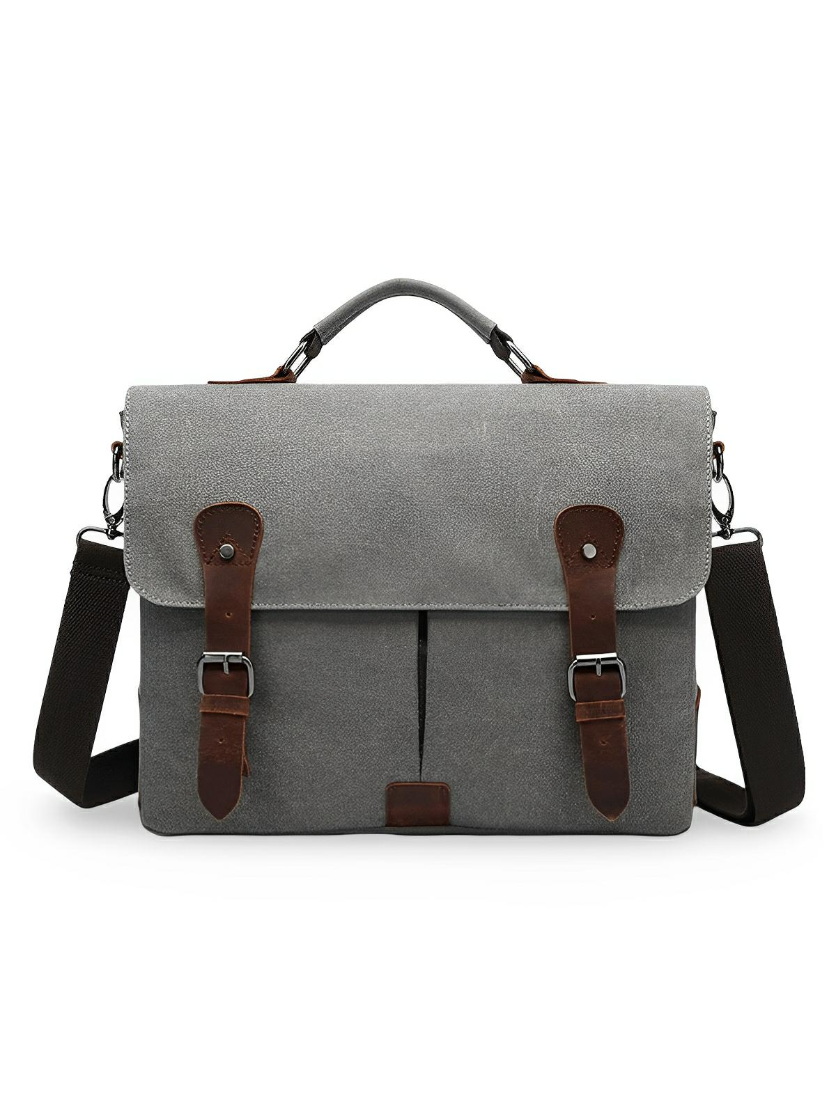 Sac bandoulière en toile, sacoche pour ordinateur 13 pouces, sac messager vintage homme, modèle Justin - Sac Bandoulière - Gris