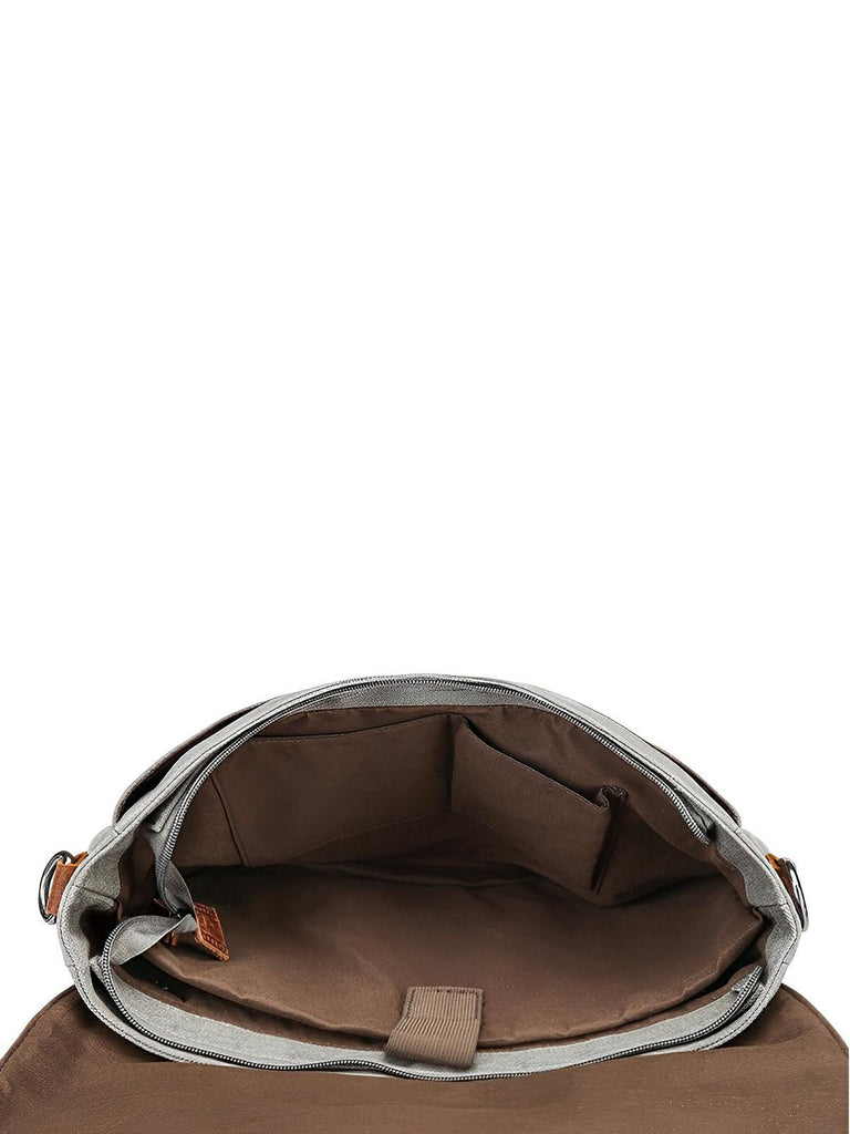 Sac bandoulière en toile, sacoche pour ordinateur 13 pouces, sac messager vintage homme, modèle Justin - Sac Bandoulière - Gris