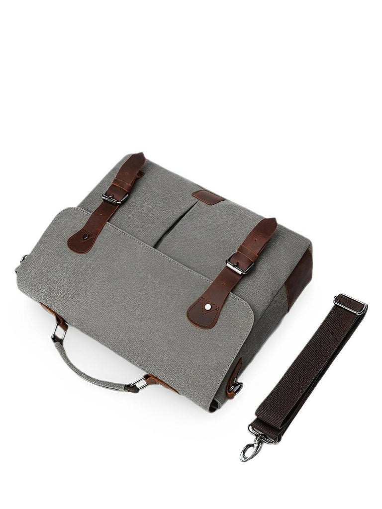 Sac bandoulière en toile, sacoche pour ordinateur 13 pouces, sac messager vintage homme, modèle Justin - Sac Bandoulière - Gris