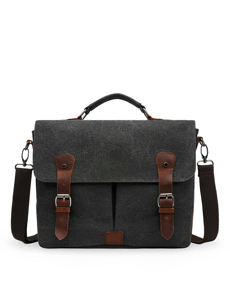 Sac bandoulière en toile, sacoche pour ordinateur 13 pouces, sac messager vintage homme, modèle Justin - Sac Bandoulière - Gris foncé