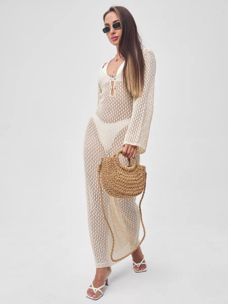 Sac de plage demi - lune en raphia, bandoulière d'été, sac à main rond tissé, idéal vacances, modèle Emilia - Sac de plage - Camel