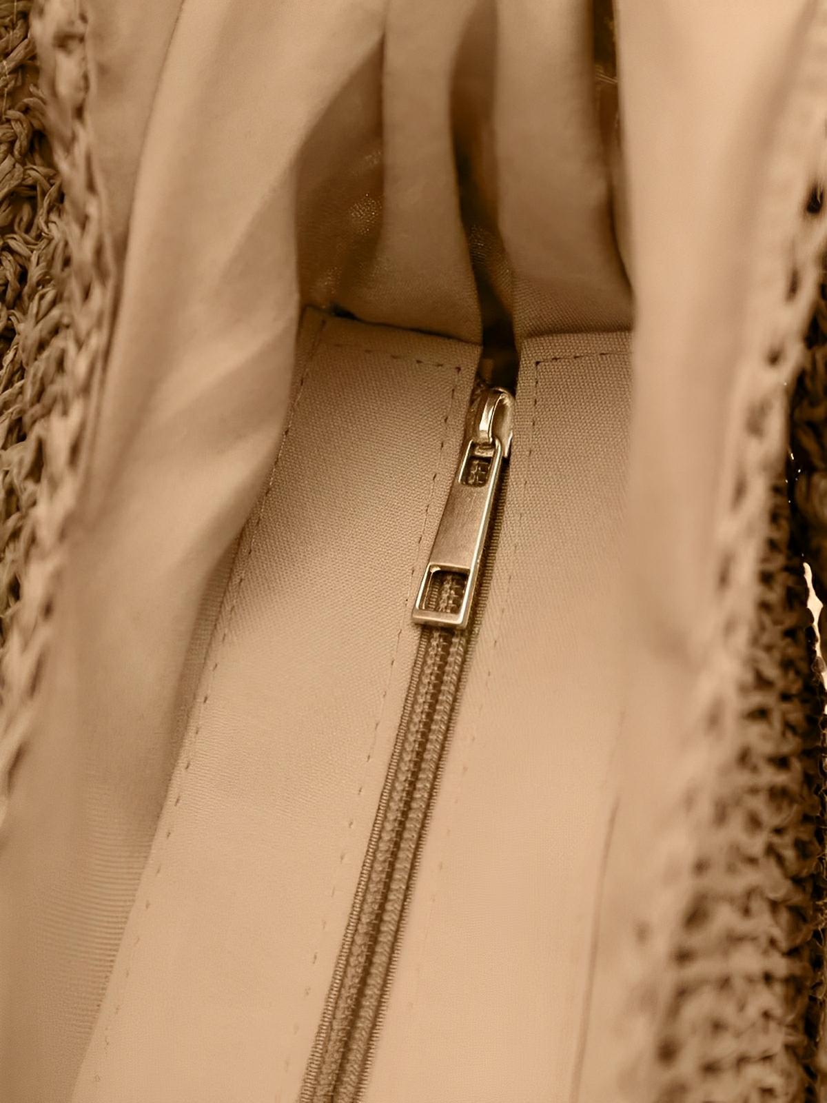 Sac de plage en raphia tressé, grand format, plage ou ville, style naturel, doublure polyester, style tote - bag, modèle Fabia - Sac de plage - Camel