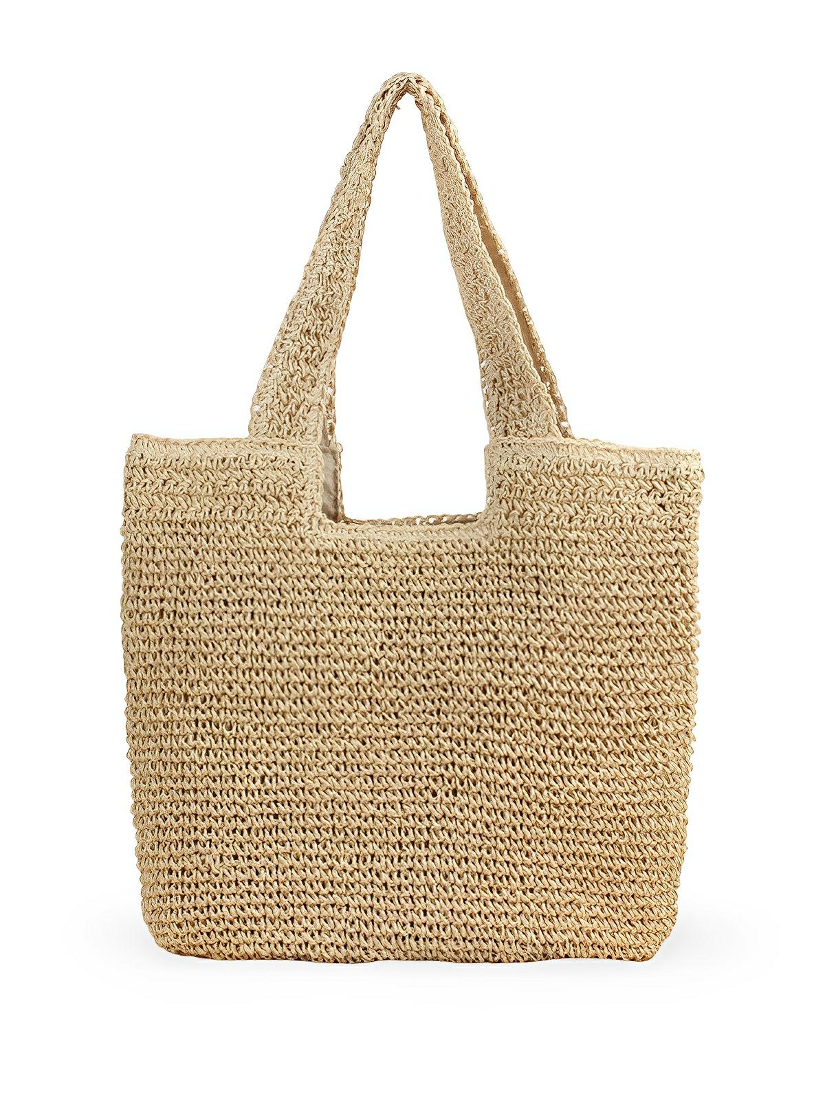 Sac de plage en raphia tressé, grand format, plage ou ville, style naturel, doublure polyester, style tote - bag, modèle Fabia - Sac de plage - Beige
