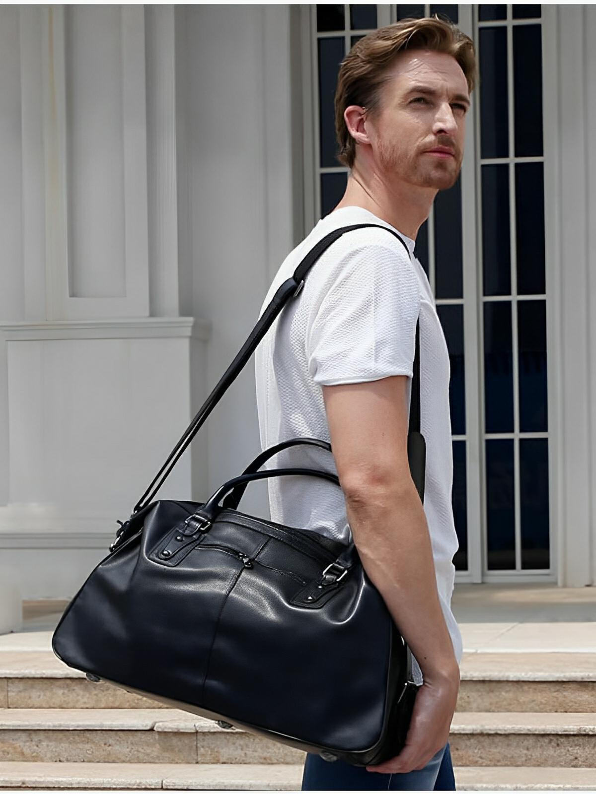 Sac de voyage en cuir, pour l'homme moderne, modèle Severin - Sac de voyage - Noir