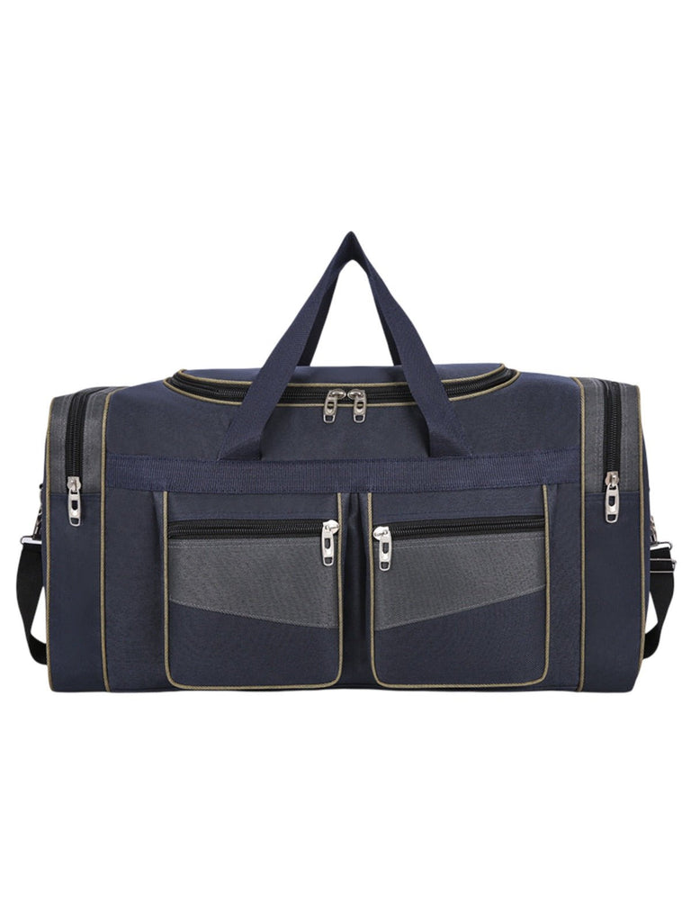 Sac de voyage homme, sac sport 60L, grand sac week - end, sac épaule résistant, sac compartiment chaussures, modèle Mauro - Sac de voyage - Bleu et gris