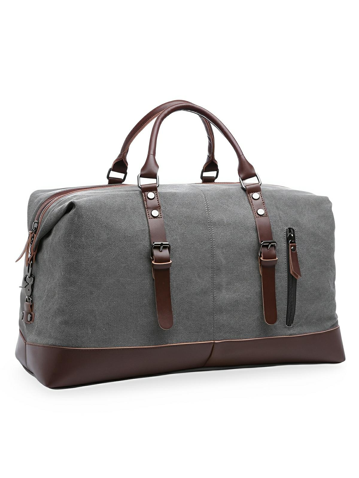 Sac de voyage toile et simili vegan, grand format, pratique et résistant, multi - usage, modèle Bazin - Sac de voyage - Gris