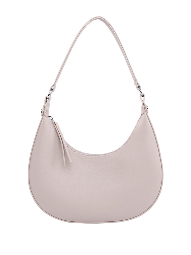 Sac demi - lune femme, épaule, poignet, forme baguette, fermeture zippée, simili vegan, sac tendance femme, modèle Adrienne - Sac à main - Rose