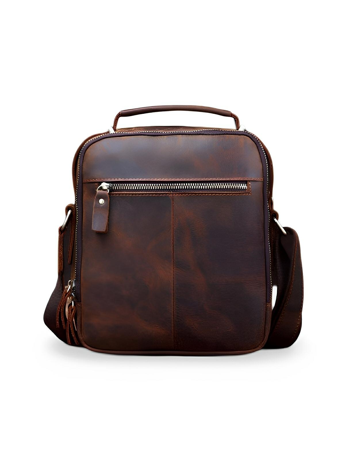 Sacoche à anse en cuir, pour l'homme organisé, style vintage, modèle Émeric - Sacoche - Café