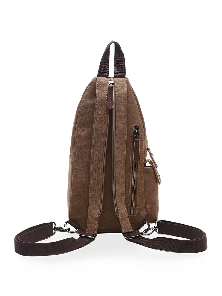 Sacoche à bandoulière en toile, polyvalente et robuste, urbain et compact, sac messager tendance, modèle Mikel - Sacoche - Marron