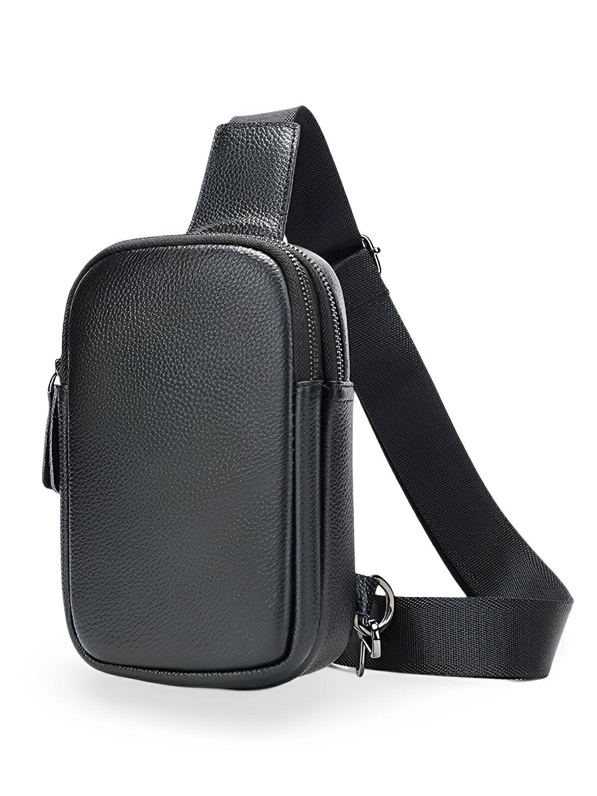 Sacoche pour homme en cuir, compact et fonctionnel, porté épaule ou travers, design moderne, modèle Dali - Sacoche - Noir