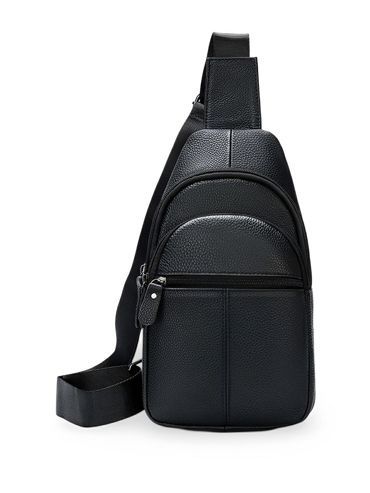 Sacoche pour homme en cuir pleine fleur, compact et pratique, design urbain, grande capacité, idéal quotidien et voyage, modèle Yanis - Sacoche - Noir