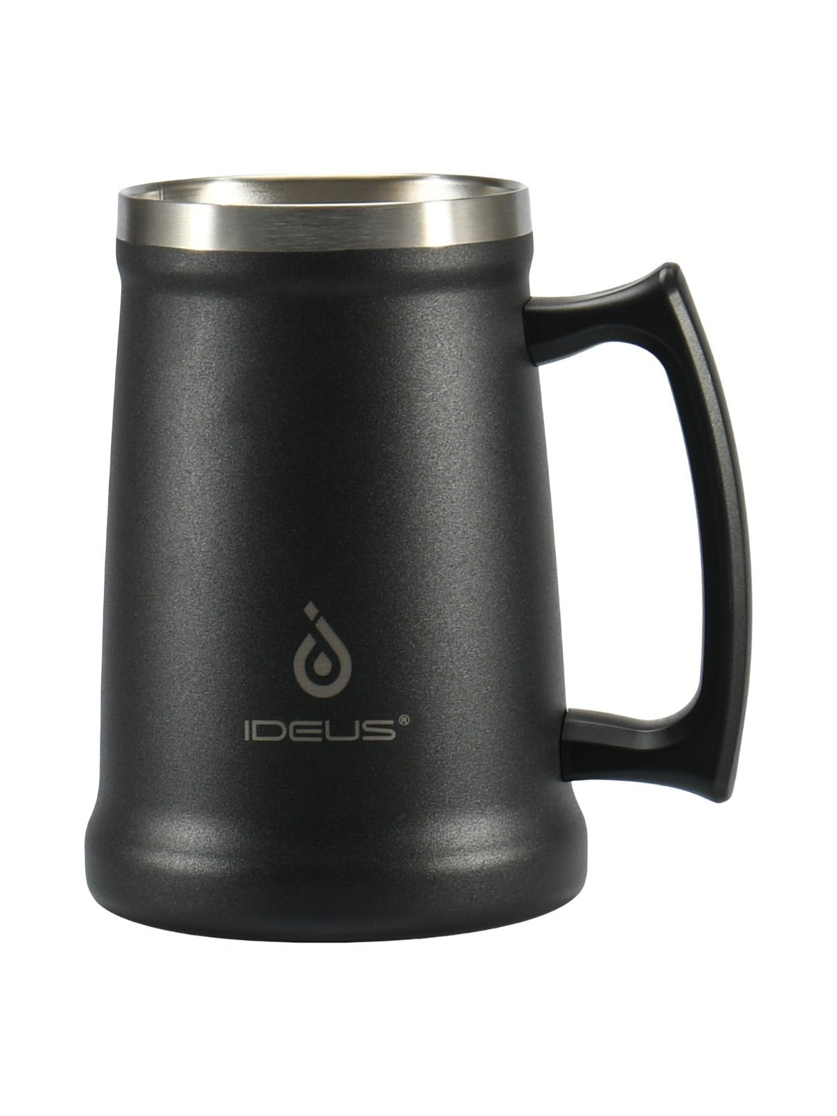 Thermos, gamme IDEUS, chope à bière inox, tasse double paroi, mug 1000 ml, grande capacité, poignée ergonomique, conservation chaud et froid, acier inoxydable 304, sans BPA, modèle Galbin - Gourde et Thermos - Noir