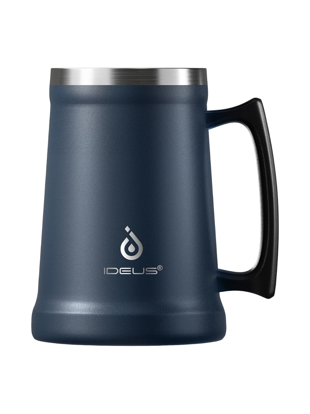 Thermos, gamme IDEUS, chope à bière inox, tasse double paroi, mug 1000 ml, grande capacité, poignée ergonomique, conservation chaud et froid, acier inoxydable 304, sans BPA, modèle Galbin - Gourde et Thermos - Bleu nuit