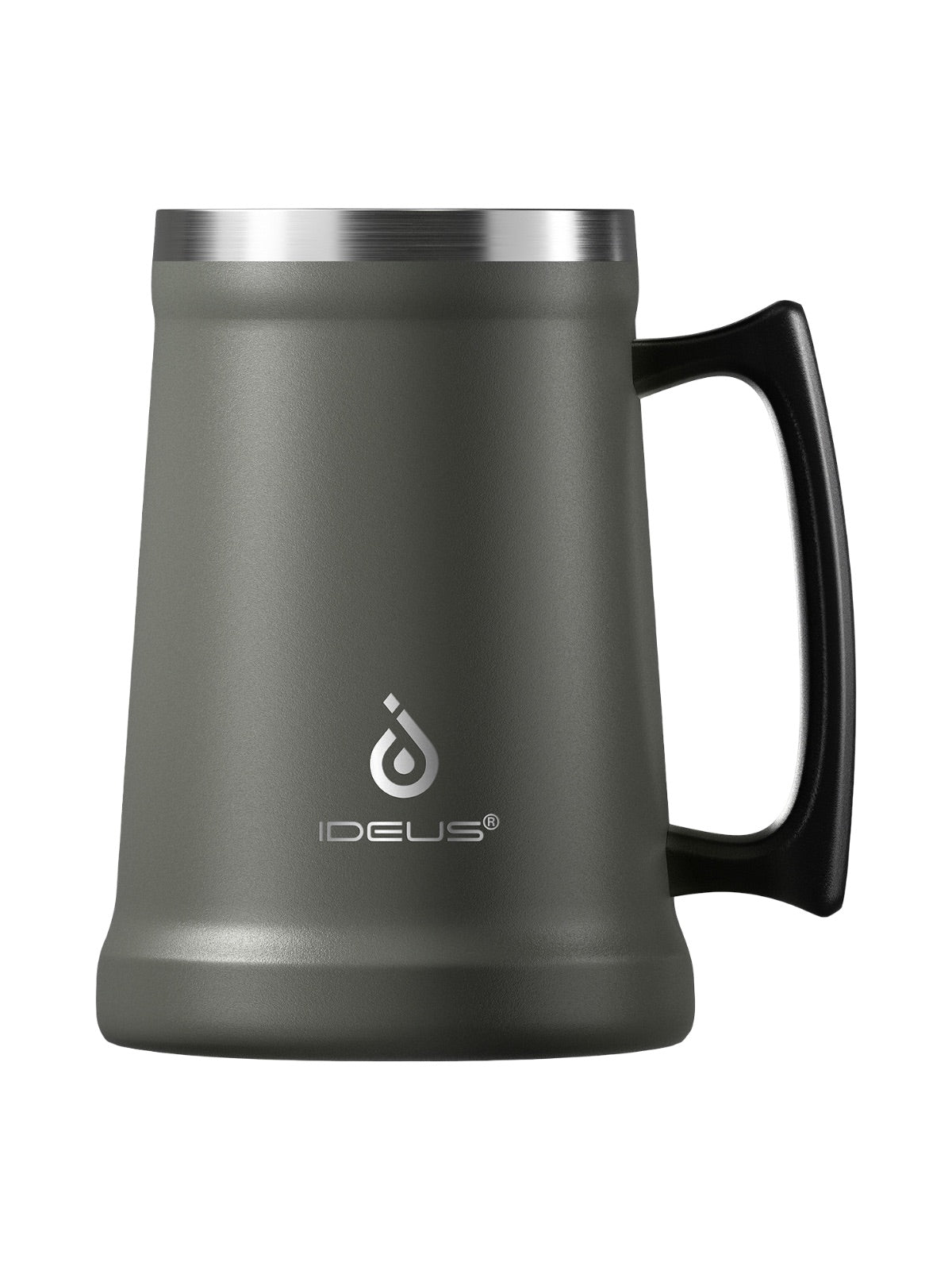 Thermos, gamme IDEUS, chope à bière inox, tasse double paroi, mug 1000 ml, grande capacité, poignée ergonomique, conservation chaud et froid, acier inoxydable 304, sans BPA, modèle Galbin - Gourde et Thermos - Gris