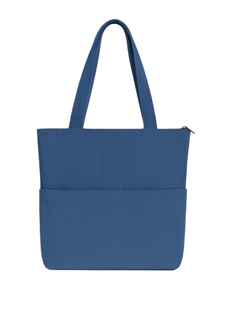 Tote - bag femme, sac shopping velours côtelé, sac fourre - tout grande capacité, sac épaule léger, sac quotidien moderne, modèle Aïcha - Tote - bag - Bleu foncé