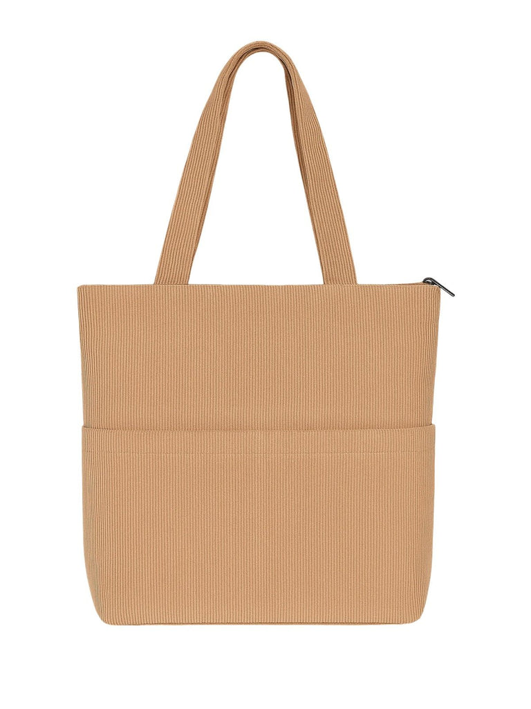 Tote - bag femme, sac shopping velours côtelé, sac fourre - tout grande capacité, sac épaule léger, sac quotidien moderne, modèle Aïcha - Tote - bag - Camel