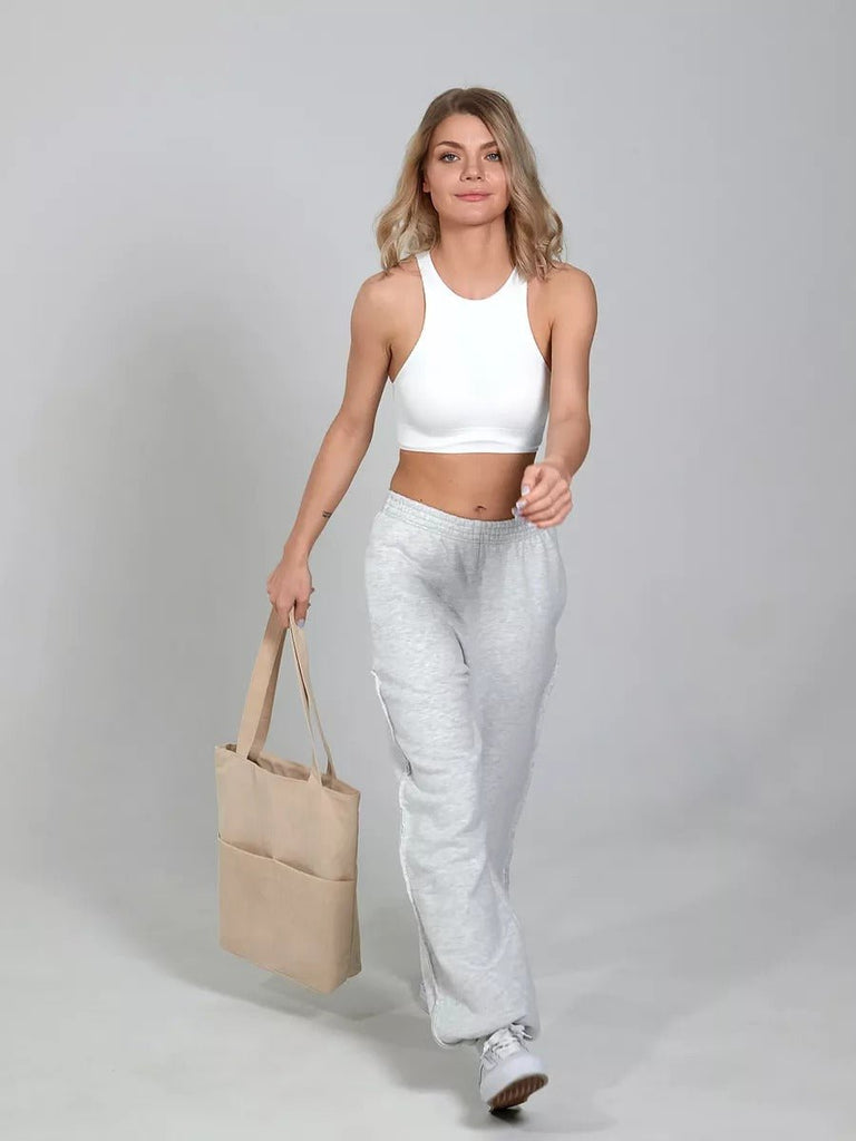 Tote - bag femme, sac shopping velours côtelé, sac fourre - tout grande capacité, sac épaule léger, sac quotidien moderne, modèle Aïcha - Tote - bag - Beige