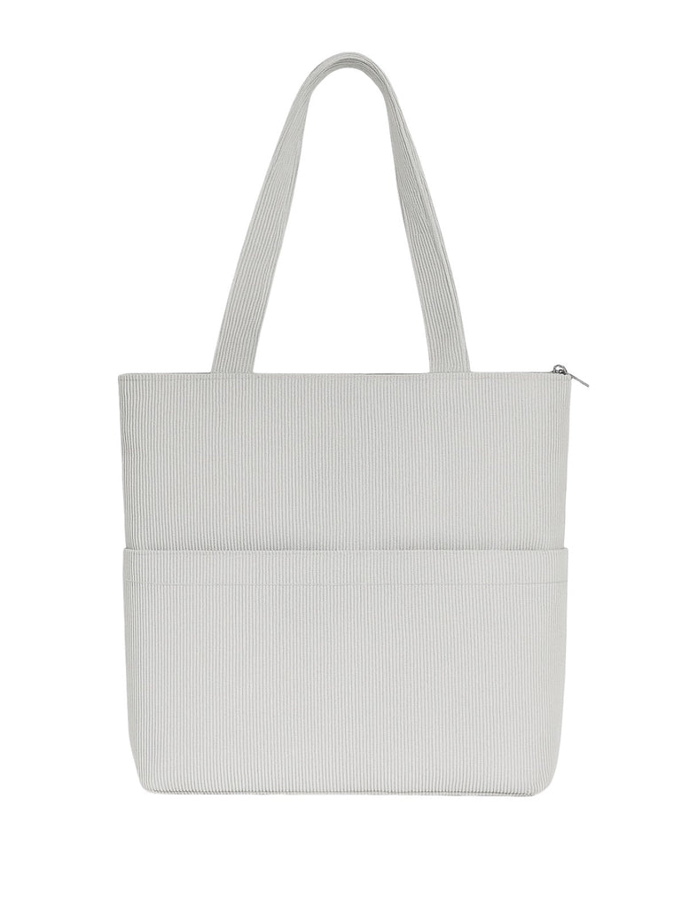 Tote - bag femme, sac shopping velours côtelé, sac fourre - tout grande capacité, sac épaule léger, sac quotidien moderne, modèle Aïcha - Tote - bag - Gris