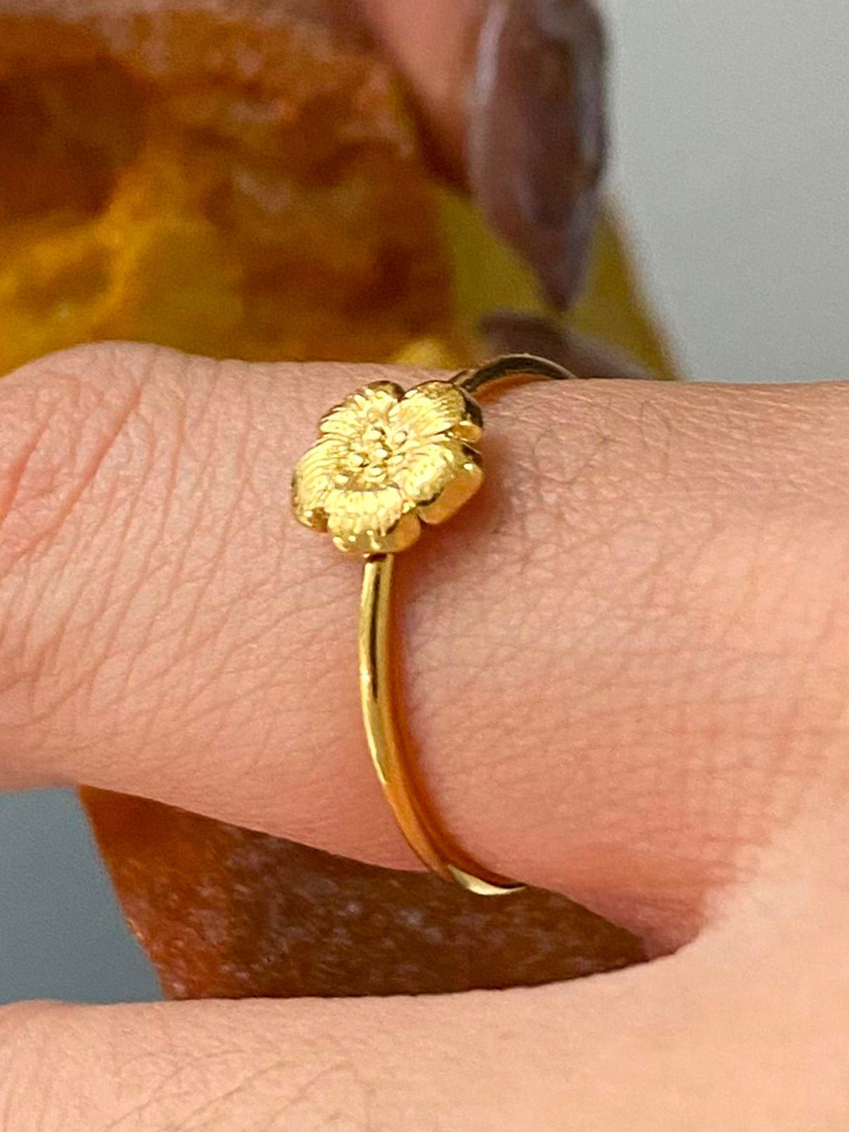Trio de bagues fleur dorée, bague ouverte réglable, bague acier inoxydable, bague superposition, bijou doré femme, modèle Eva - Bague - Or