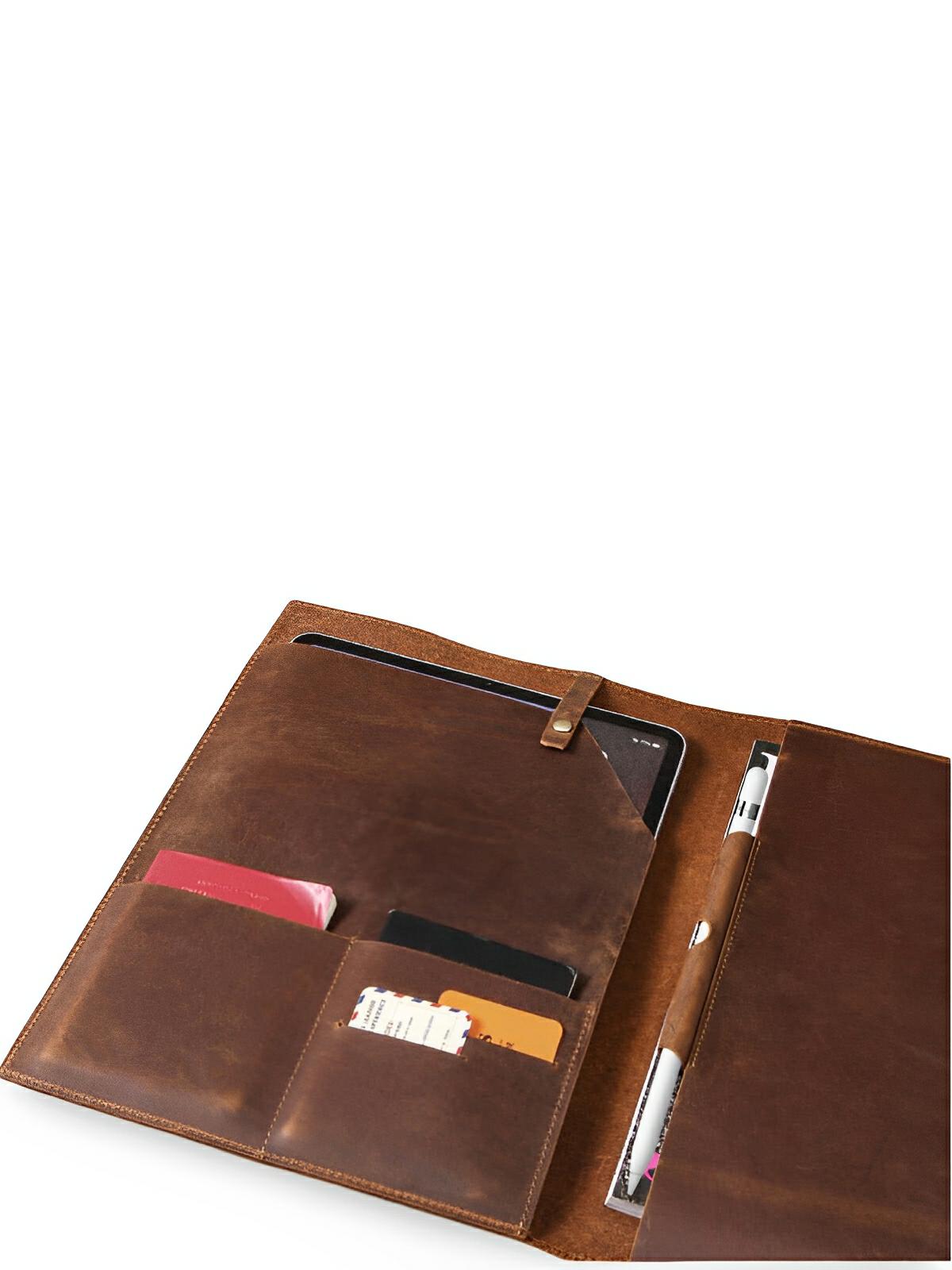Housse en cuir pour tablette, iPad Pro 12.9, pochette de rangement, porte-cartes, support stylo et rabat sécurisé, modèle Tarcisius