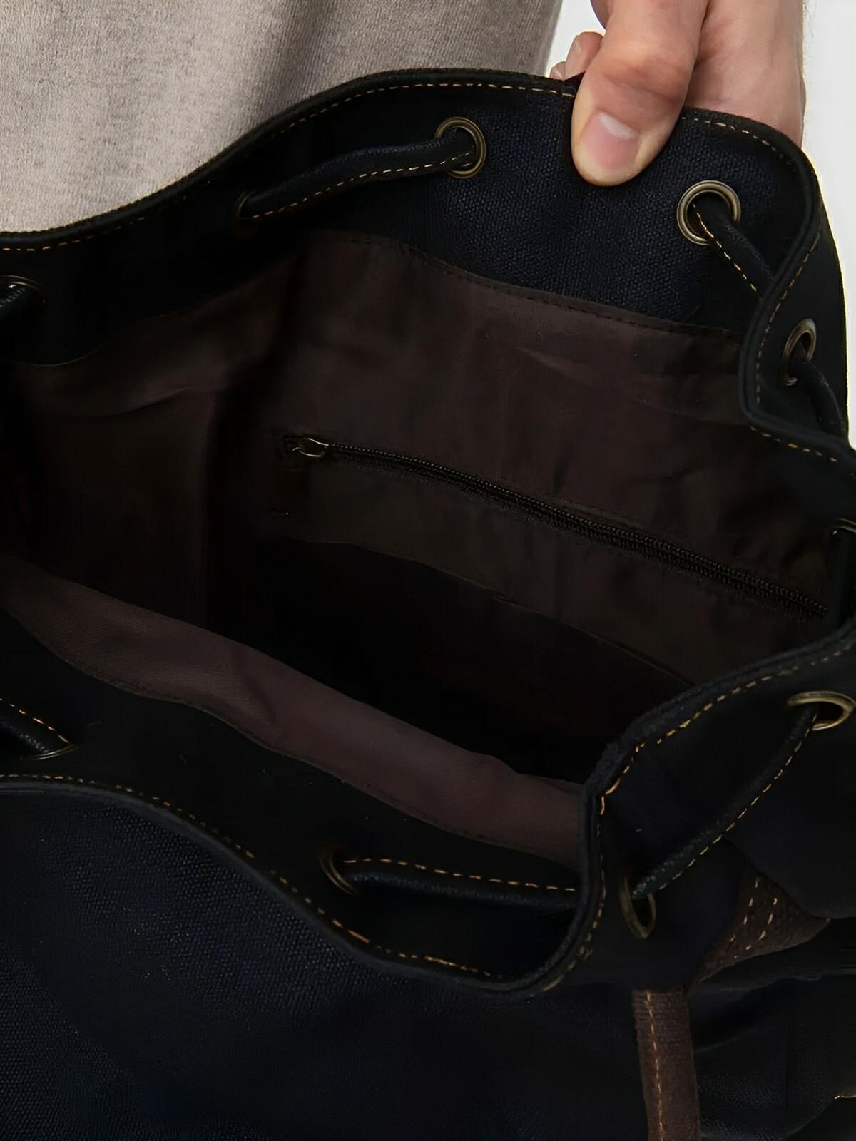 Waxed canvas and genuine leather backpack, waterproof and spacious, Beltran model