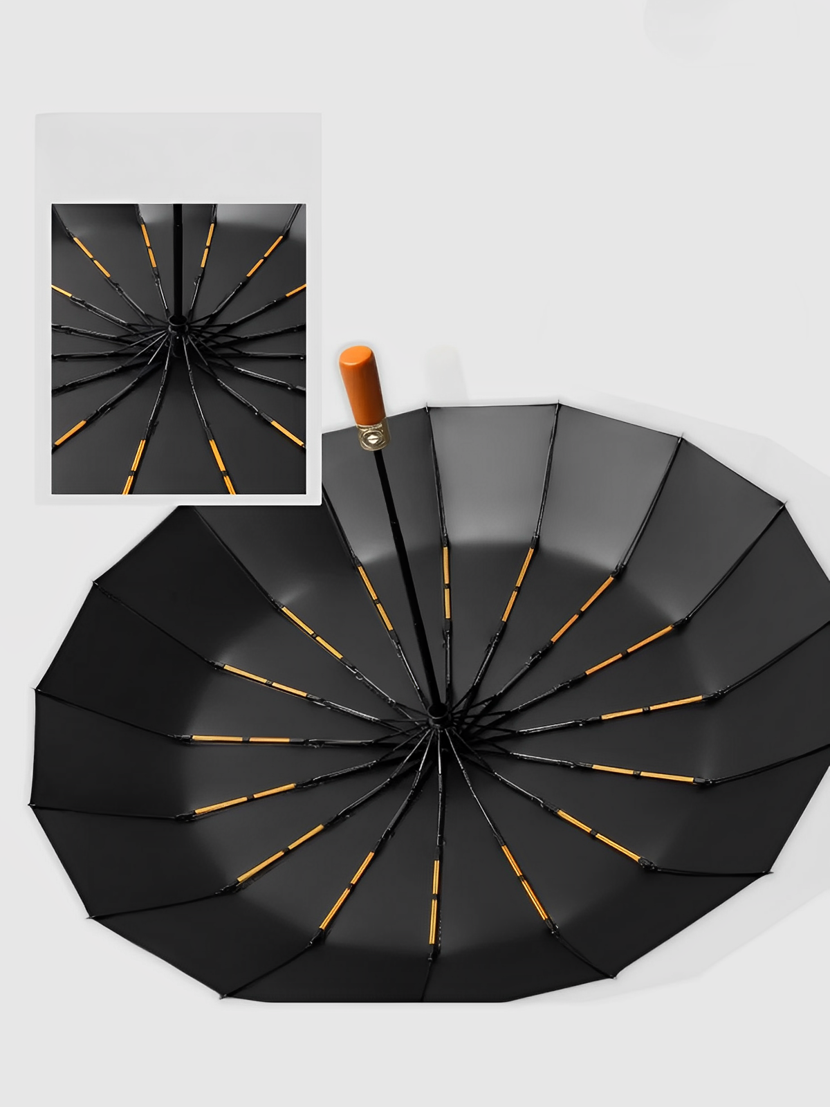 Parapluie pliant automatique, à grand diamètre, renforcé, anti-vent et déperlant, modèle Alistair