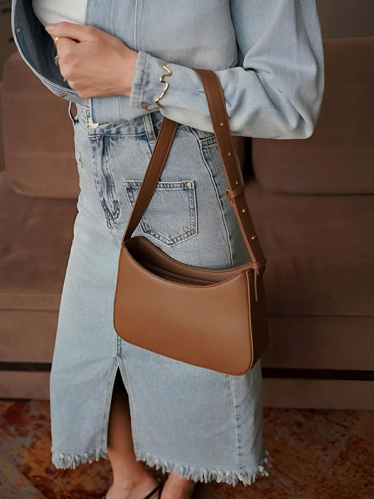 Sac à main baguette femme, bandoulière réglable, petit format, fermeture éclair, style minimaliste, modèle Ciah