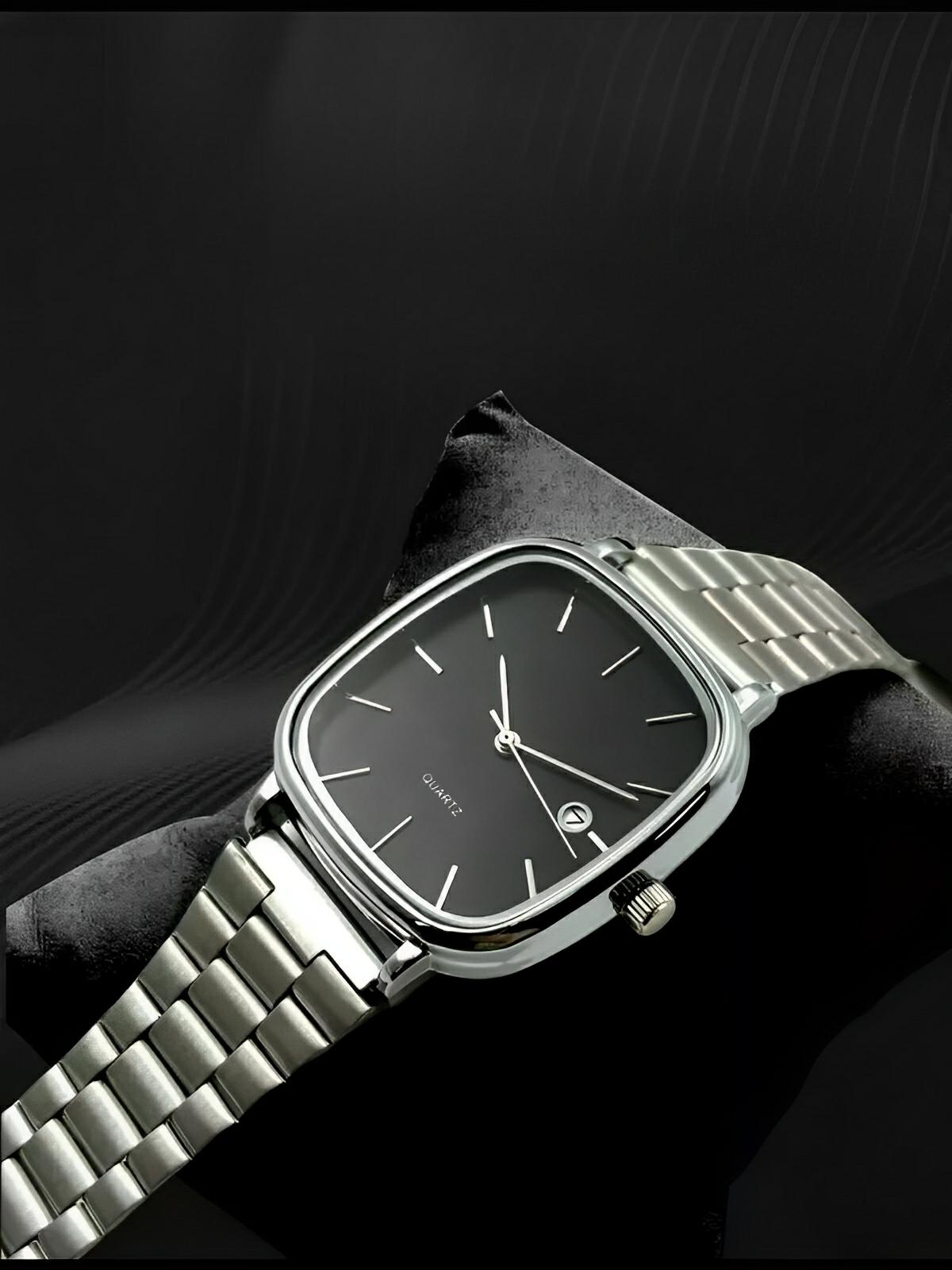 Montre en acier inoxydable, cadran carré, affichage date, étanche 30M, style classique et moderne, modèle Déri
