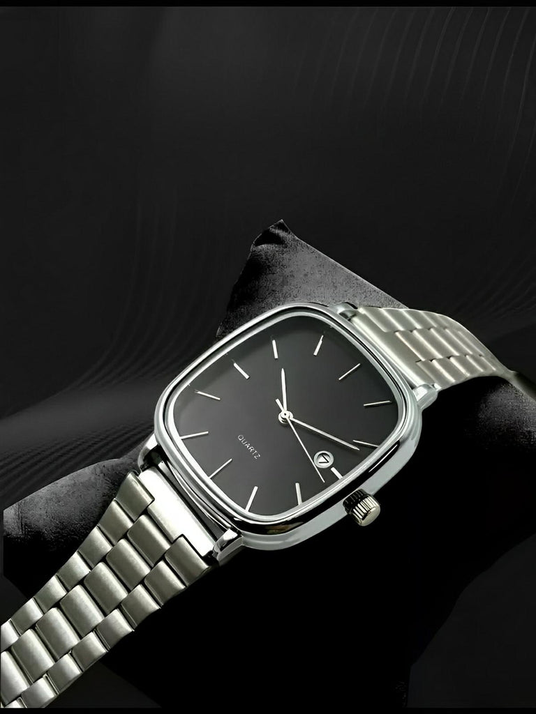 Montre en acier inoxydable, cadran carré, affichage date, étanche 30M, style classique et moderne, modèle Déri