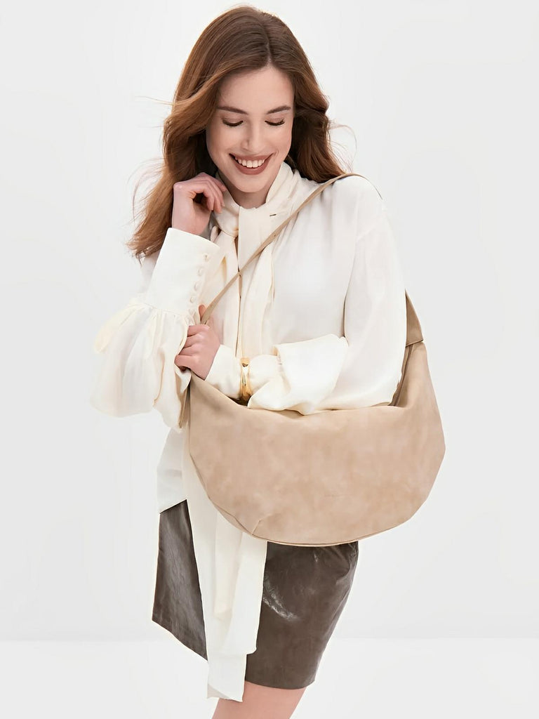 Sac Bandoulière hobo femme, porté épaule, style vintage, effet suédé, porté travers, modèle Jennifer