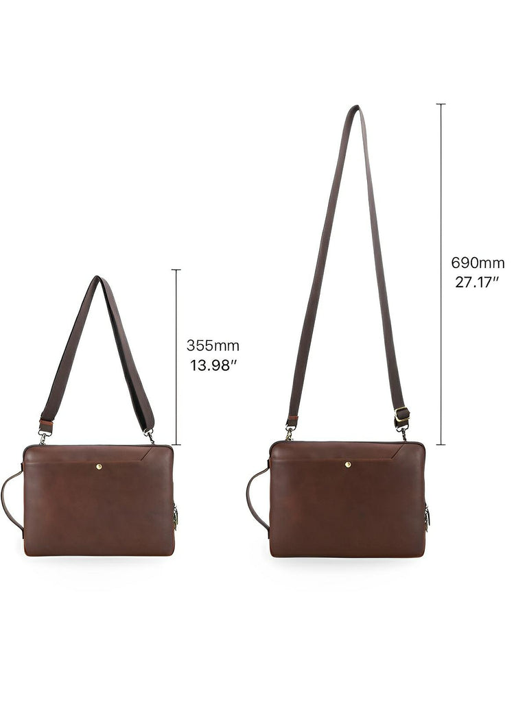 Housse en cuir pour ordinateur, sacoche élégante avec bandoulière ajustable, rangement sécurisé, compatible 14,2 pouces, modèle Nestor
