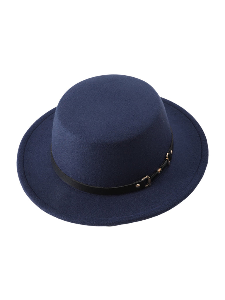 Women's felt hat, retro, autumn winter fashion accessory, flat hat with short brim, vintage style with ribbon, Ogana model
