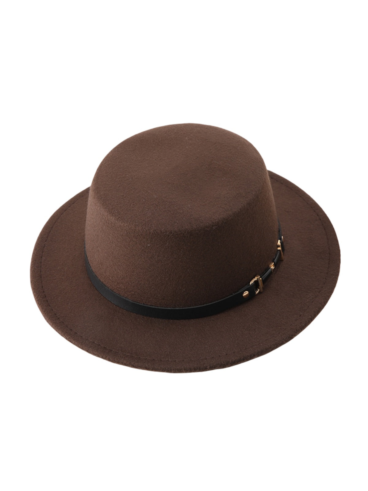 Women's felt hat, retro, autumn winter fashion accessory, flat hat with short brim, vintage style with ribbon, Ogana model
