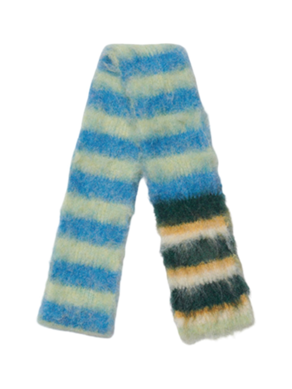 Écharpe en maille duveteuse, rayures multicolores, douce et chaude, style streetwear hivernal, longue écharpe fine, modèle tendance unisexe, modèle Fizie