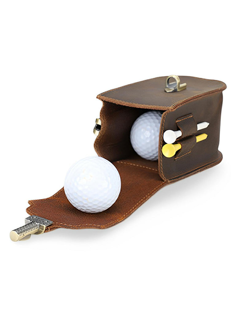 Étui pour balles de golf et tees, en cuir, portable à la ceinture, modèle Amarant