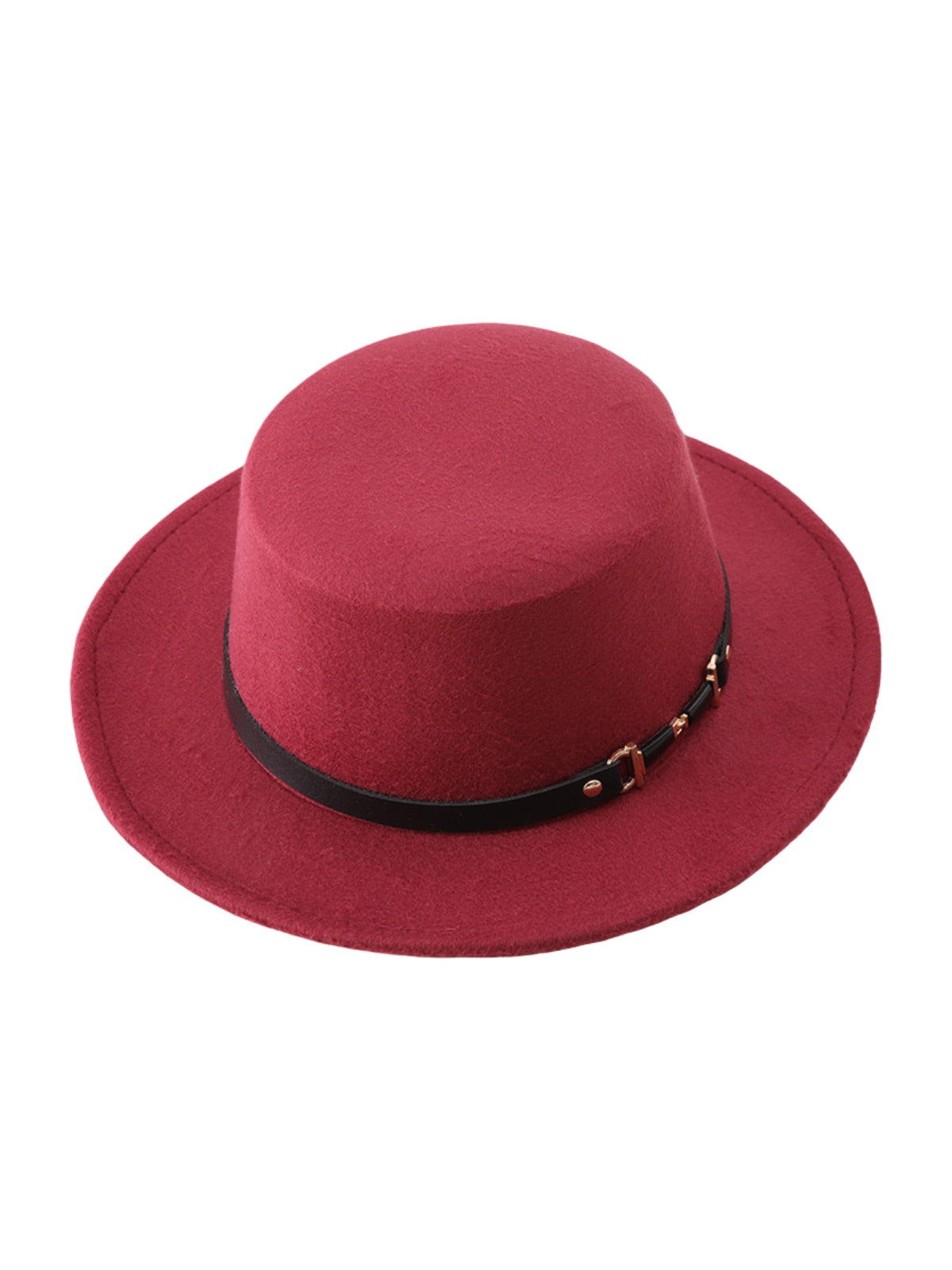 Women's felt hat, retro, autumn winter fashion accessory, flat hat with short brim, vintage style with ribbon, Ogana model