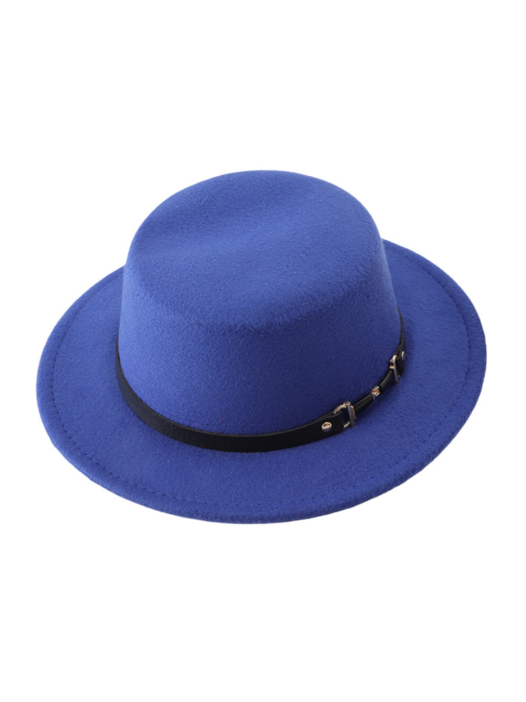 Women's felt hat, retro, autumn winter fashion accessory, flat hat with short brim, vintage style with ribbon, Ogana model